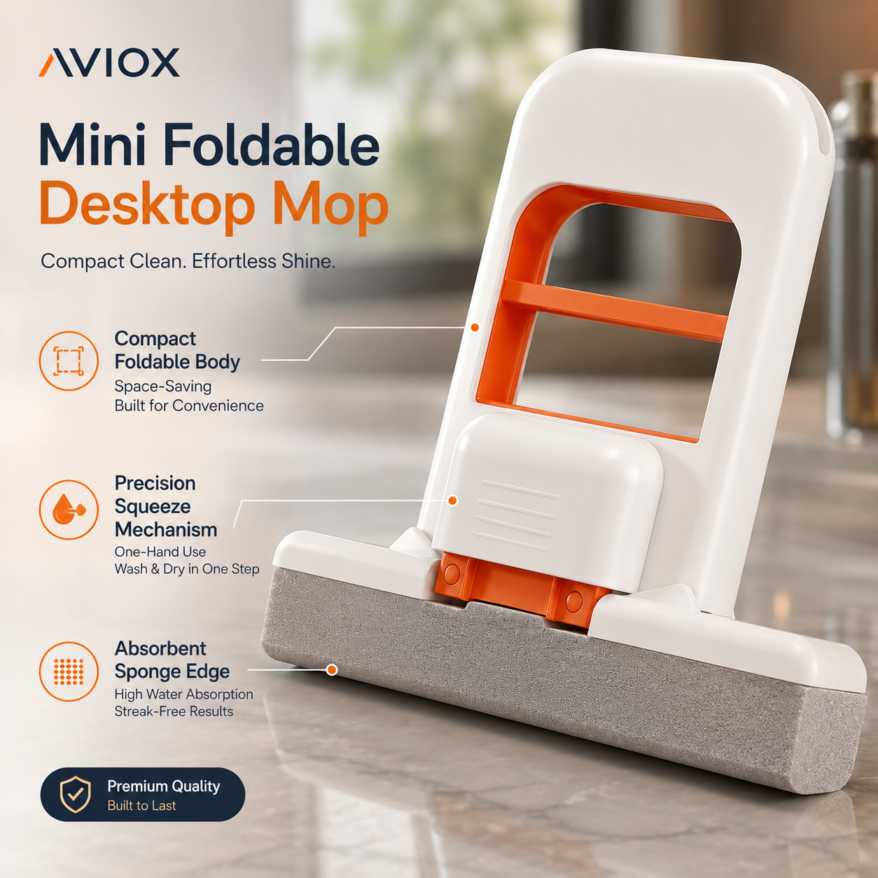 Mini Foldable Desktop Mop – Portable Handheld Cleaning Mop for Desk, Table & Glass