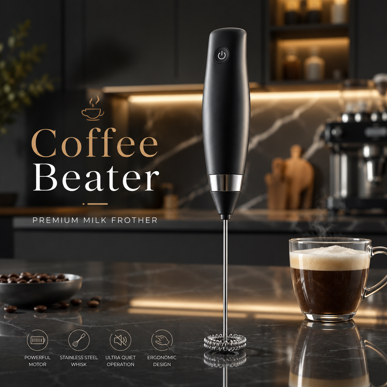 Coffee Beater Milk Frother – Handheld Electric Foam Maker for Coffee, Tea & Milk