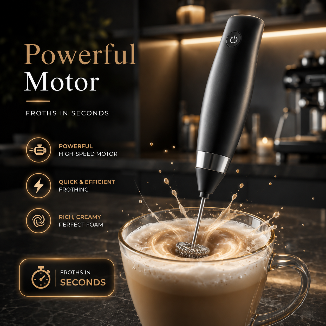Coffee Beater Milk Frother – Handheld Electric Foam Maker for Coffee, Tea & Milk