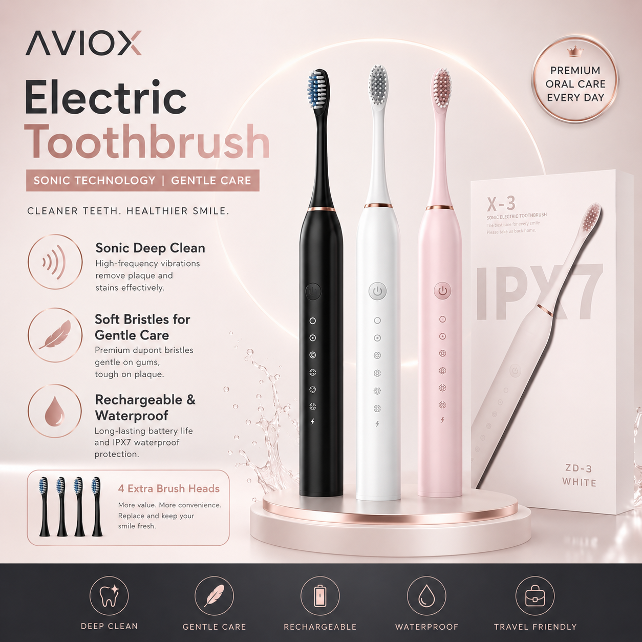 Electric Toothbrush for Deep Teeth Cleaning & Daily Oral Care