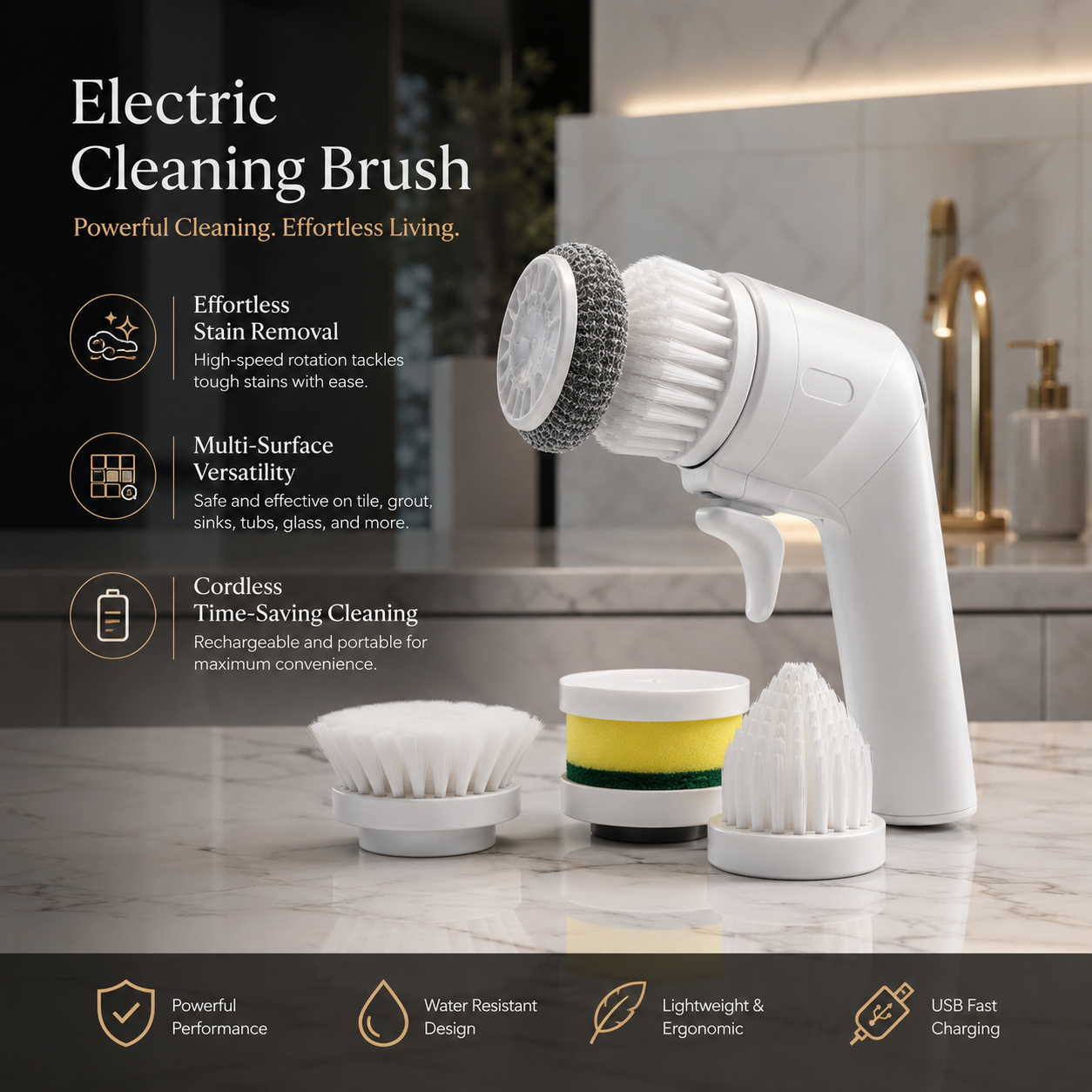 Electric Cleaning Brush for Kitchen, Bathroom & Tile Cleaning