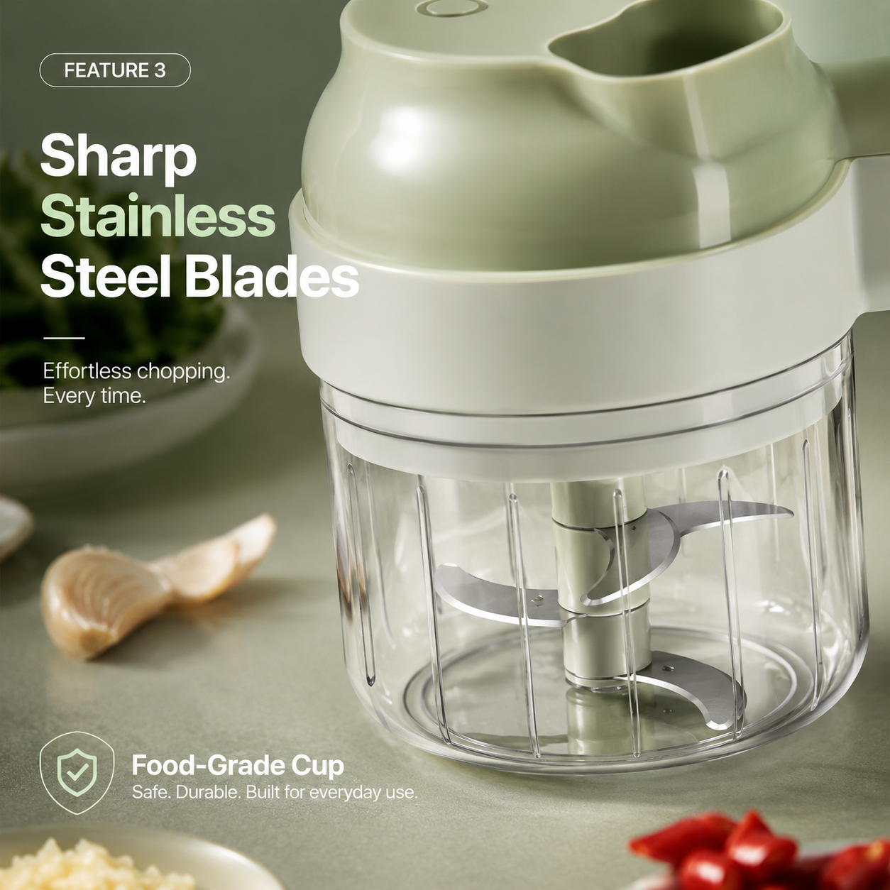 Rechargeable 4 in 1 Electric Vegetable Cutter, Slicer, Chopper, Grinder & Peeler