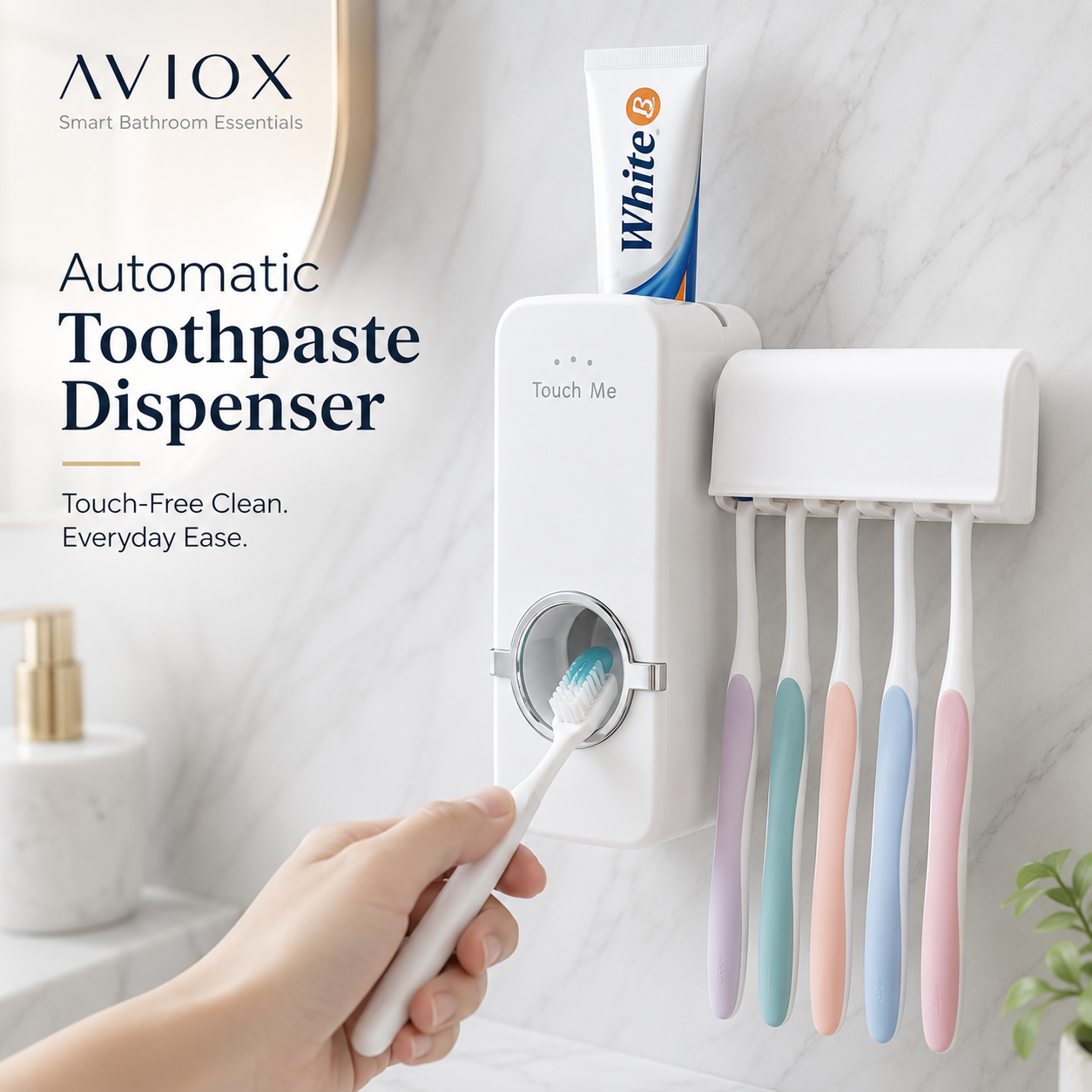 Automatic Toothpaste Dispenser Wall Mounted | Hands-Free Toothpaste Squeezer & Toothbrush Holder