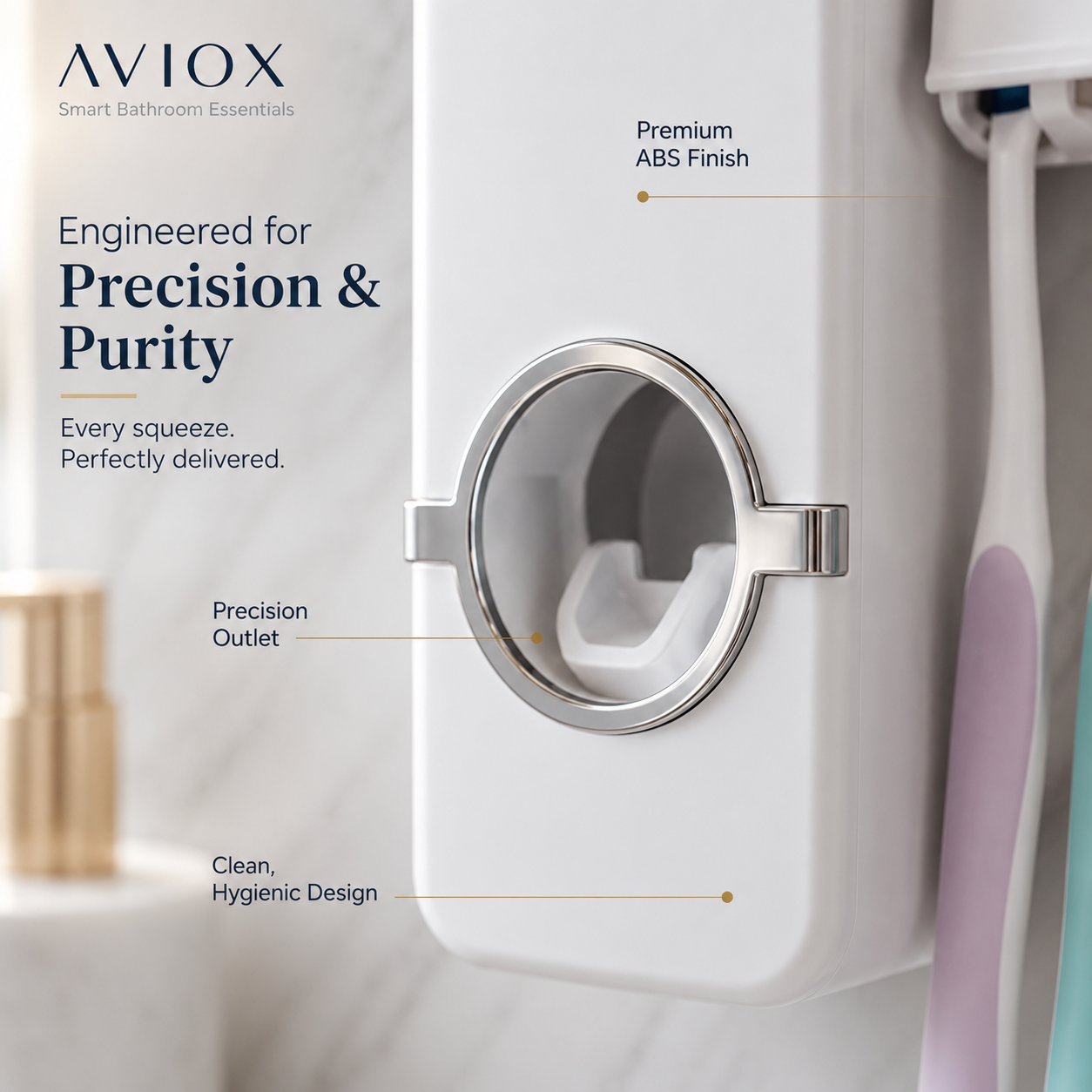 Automatic Toothpaste Dispenser Wall Mounted | Hands-Free Toothpaste Squeezer & Toothbrush Holder