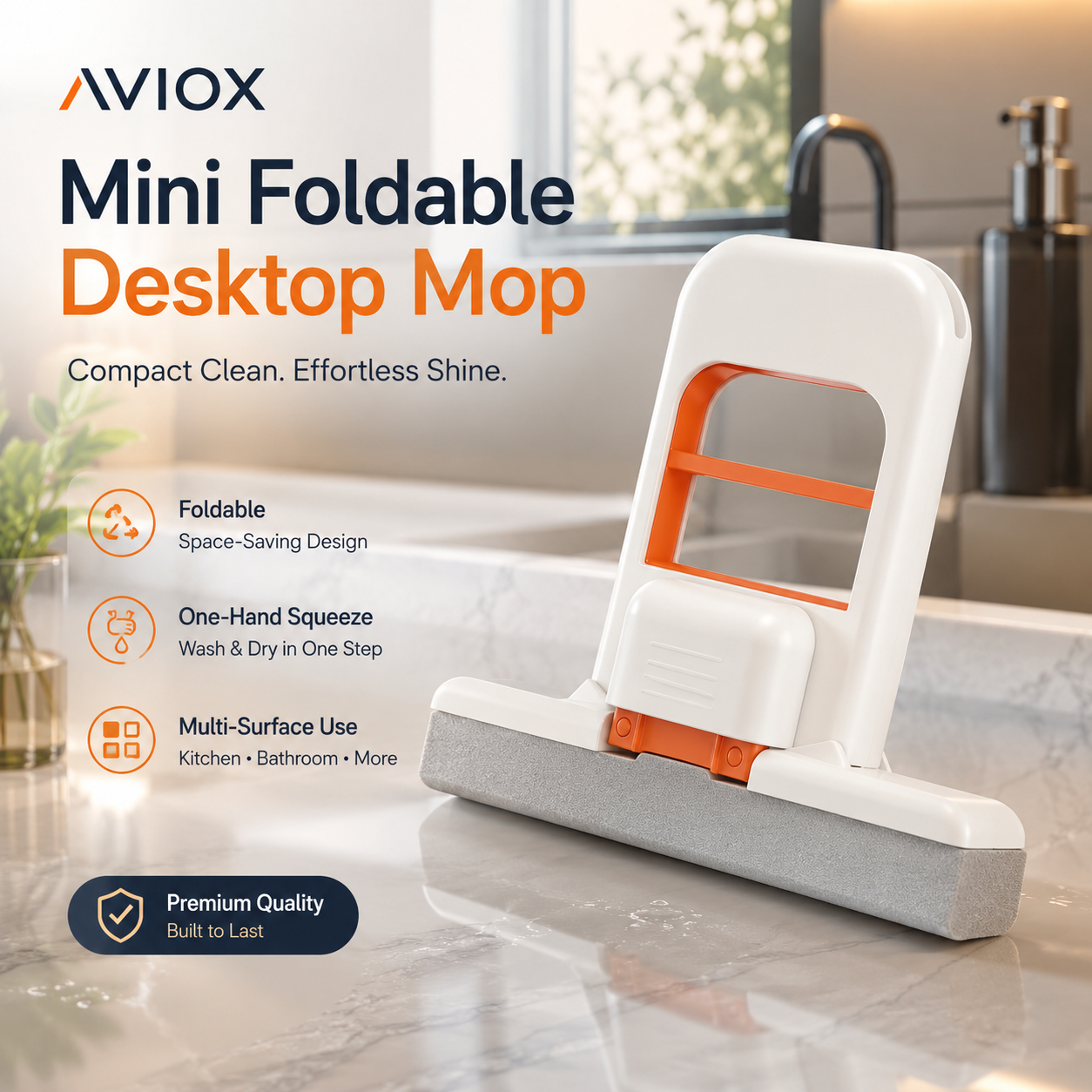 Mini Foldable Desktop Mop – Portable Handheld Cleaning Mop for Desk, Table & Glass