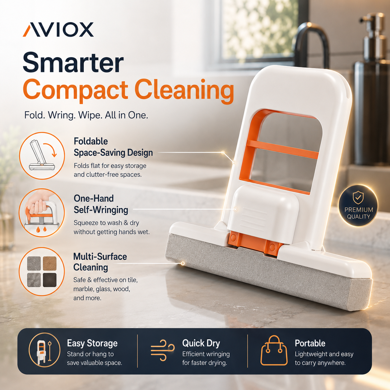 Mini Foldable Desktop Mop – Portable Handheld Cleaning Mop for Desk, Table & Glass