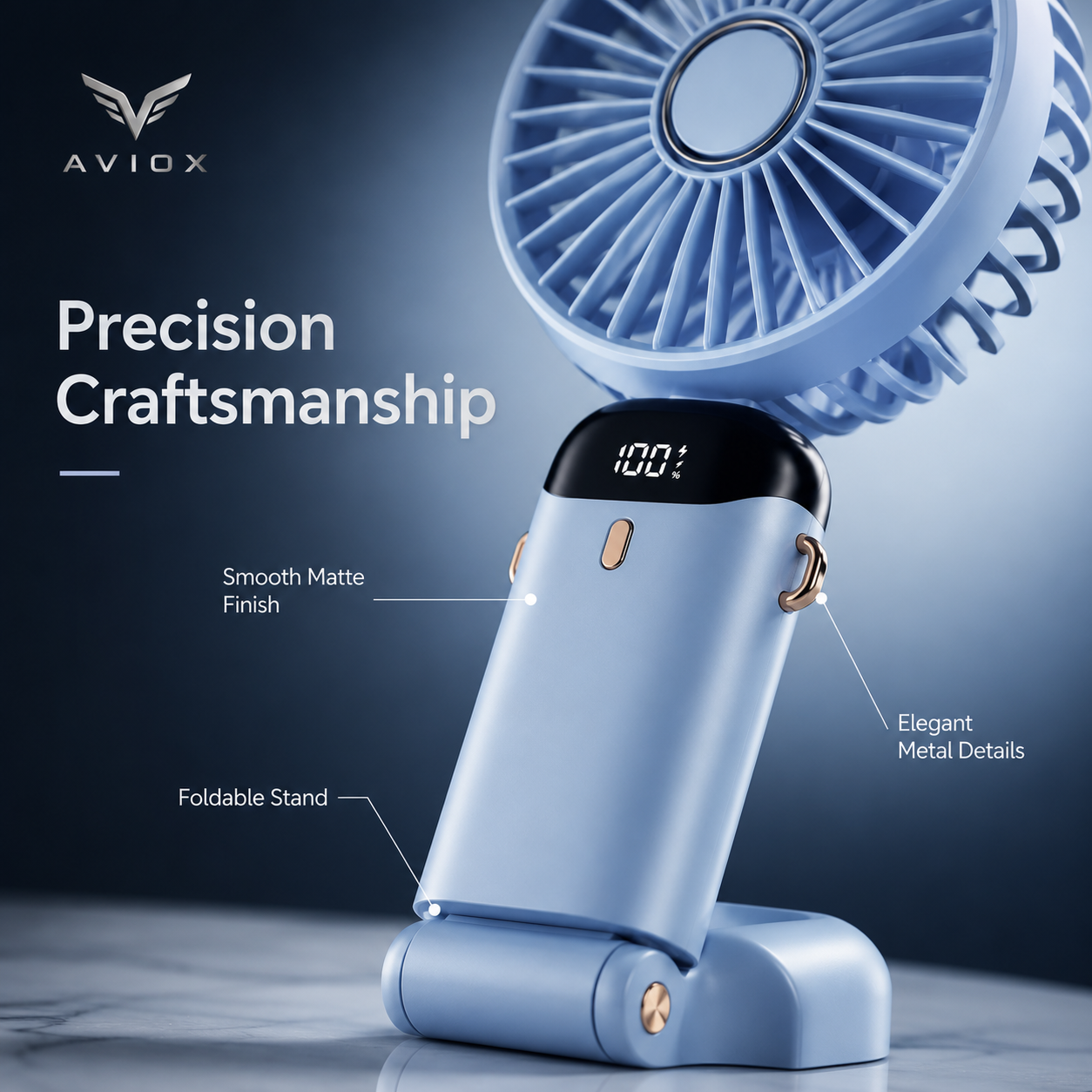 Digital Display Portable Mini Fan – Rechargeable Handheld Cooling Fan with Battery Display